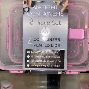 Airtight Containers 8-Piece Set - Pink Trim